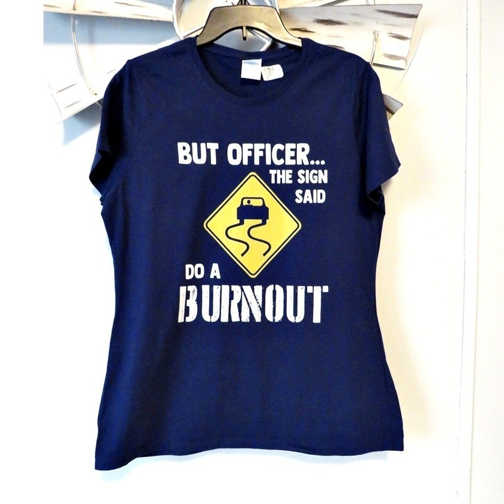 Port Company‎ Burnout T-Shirt Funny Tee Navy Blue Women's Size Large